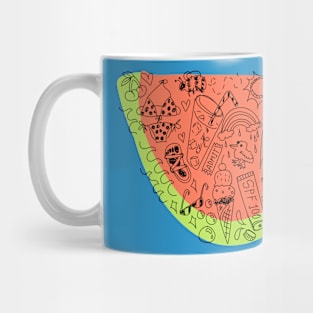 Red and Green Summer "Watermelon Doodles" Mug